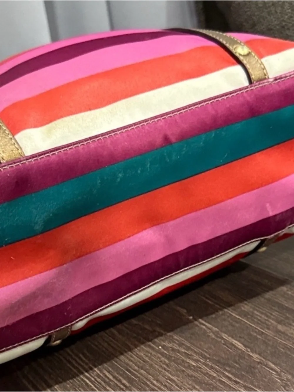 Coach Multicolor Stripe Tote with Gold Trim - Picture 4 of 8